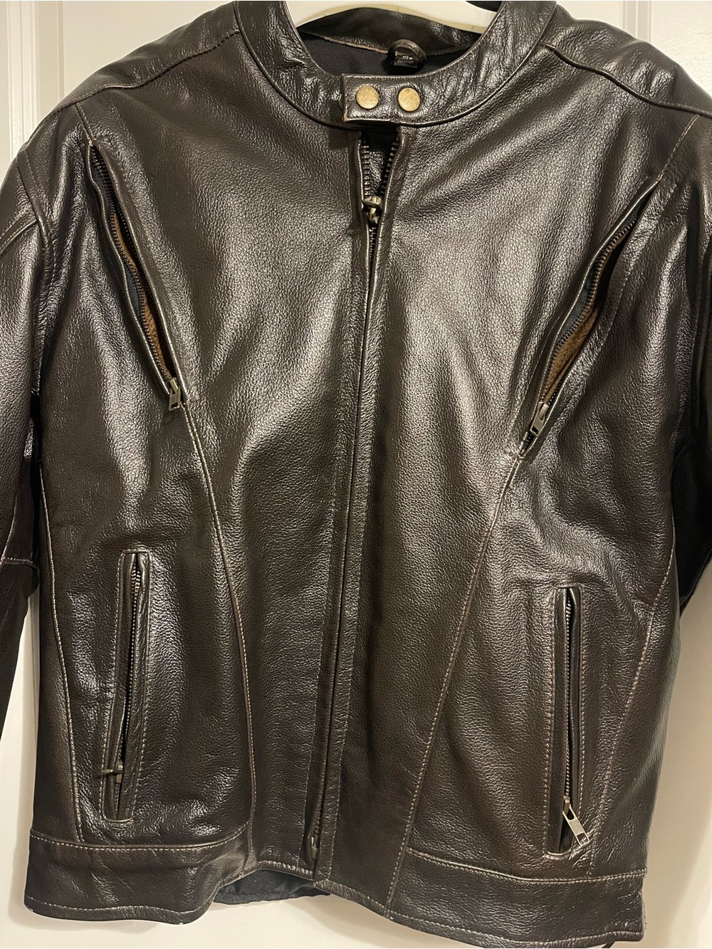 Men's Brown Leather Performance Riding Jacket - Picture 4 of 16